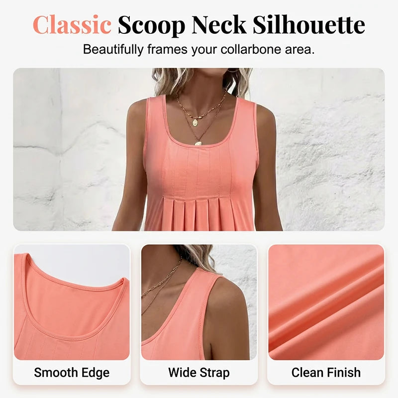 Robe Plissée Sans Manches avec Poches